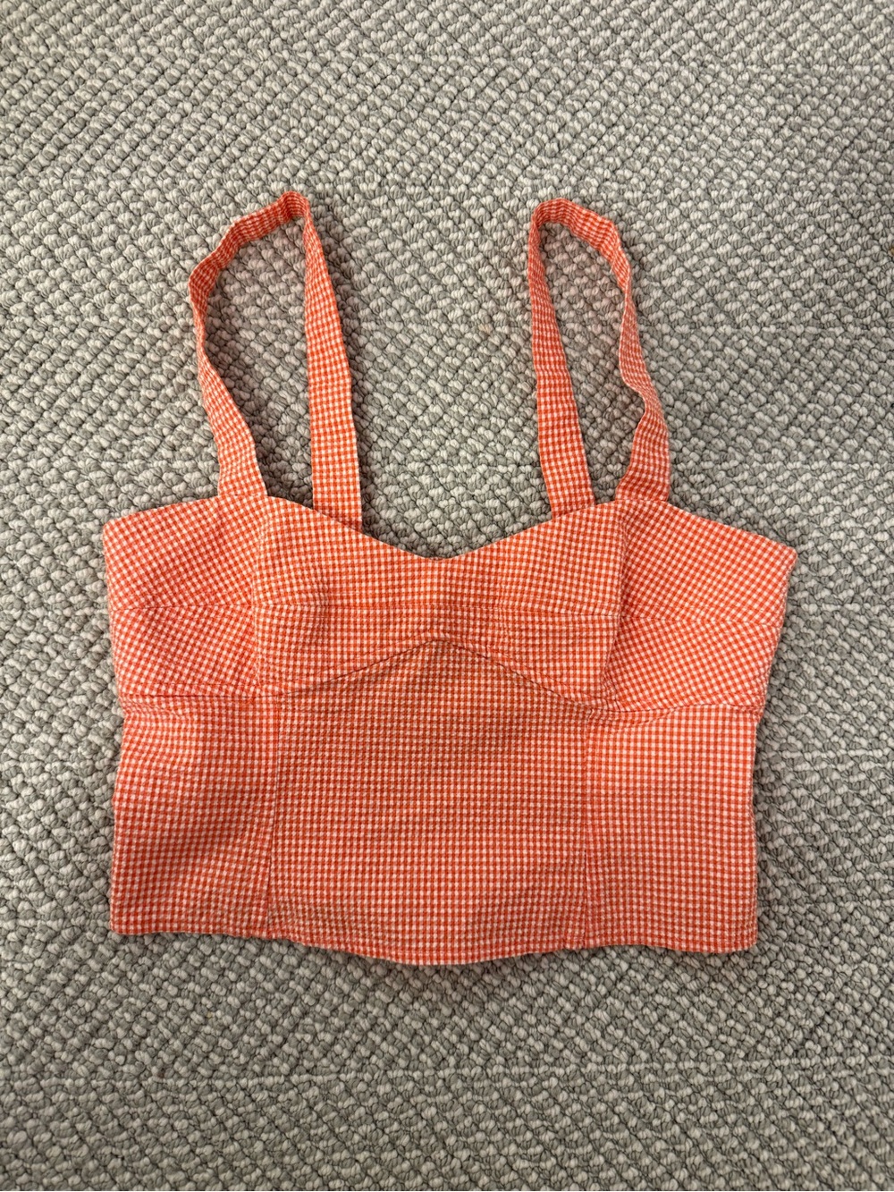Zara Orange Gingham Top